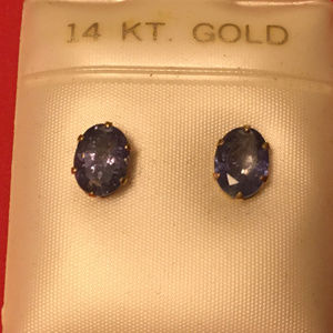 Oval Tanzanite Earings 14Kt Yellow Gold